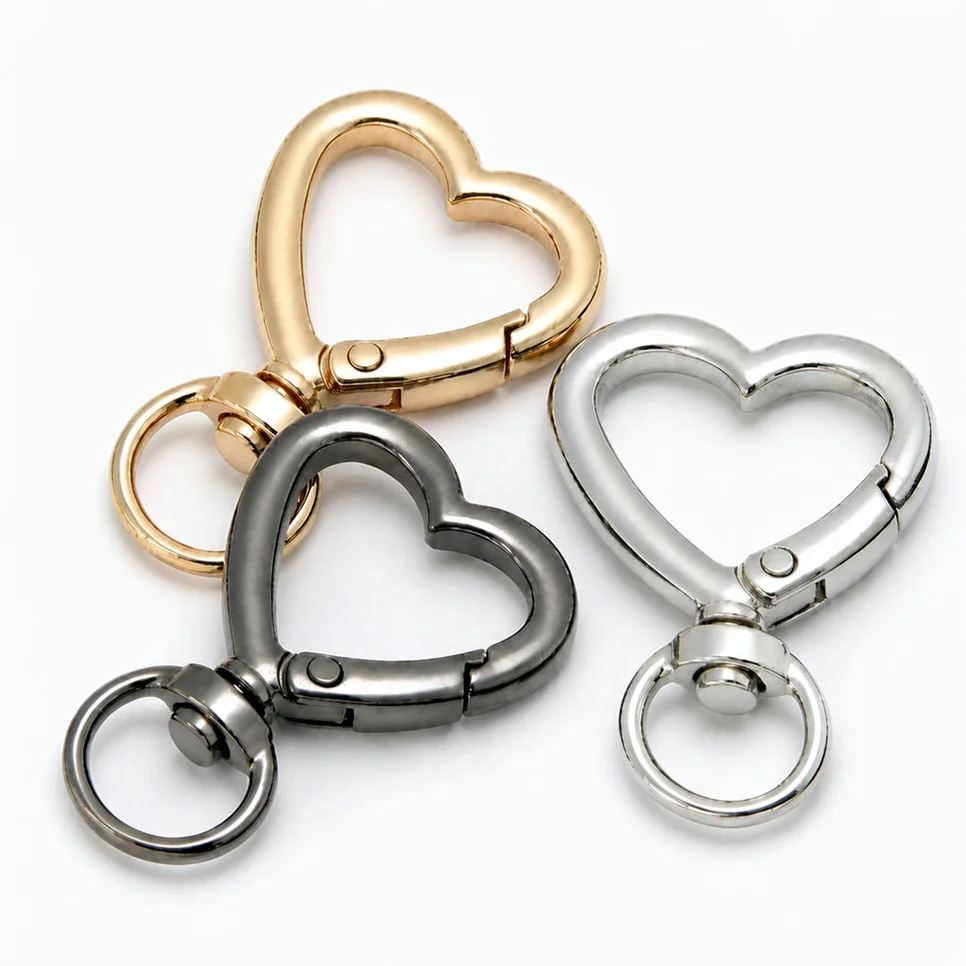 5-20pcs Metal Heart Trigger Snap Hooks Swivel Lobster Claw Clasps Lanyards Strap for DIY Bags Keychain Key Rings Jewelry Making