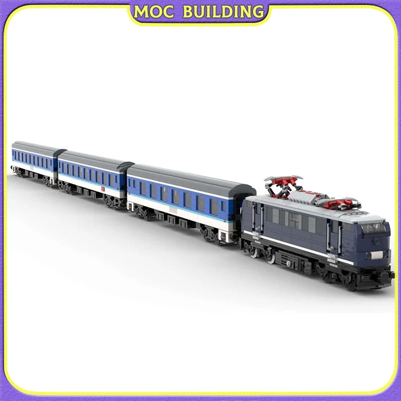 City Train German European Locomotive Model Passenger Cars MOC Building Blocks Bricks DIY Toys Birthday Gifts