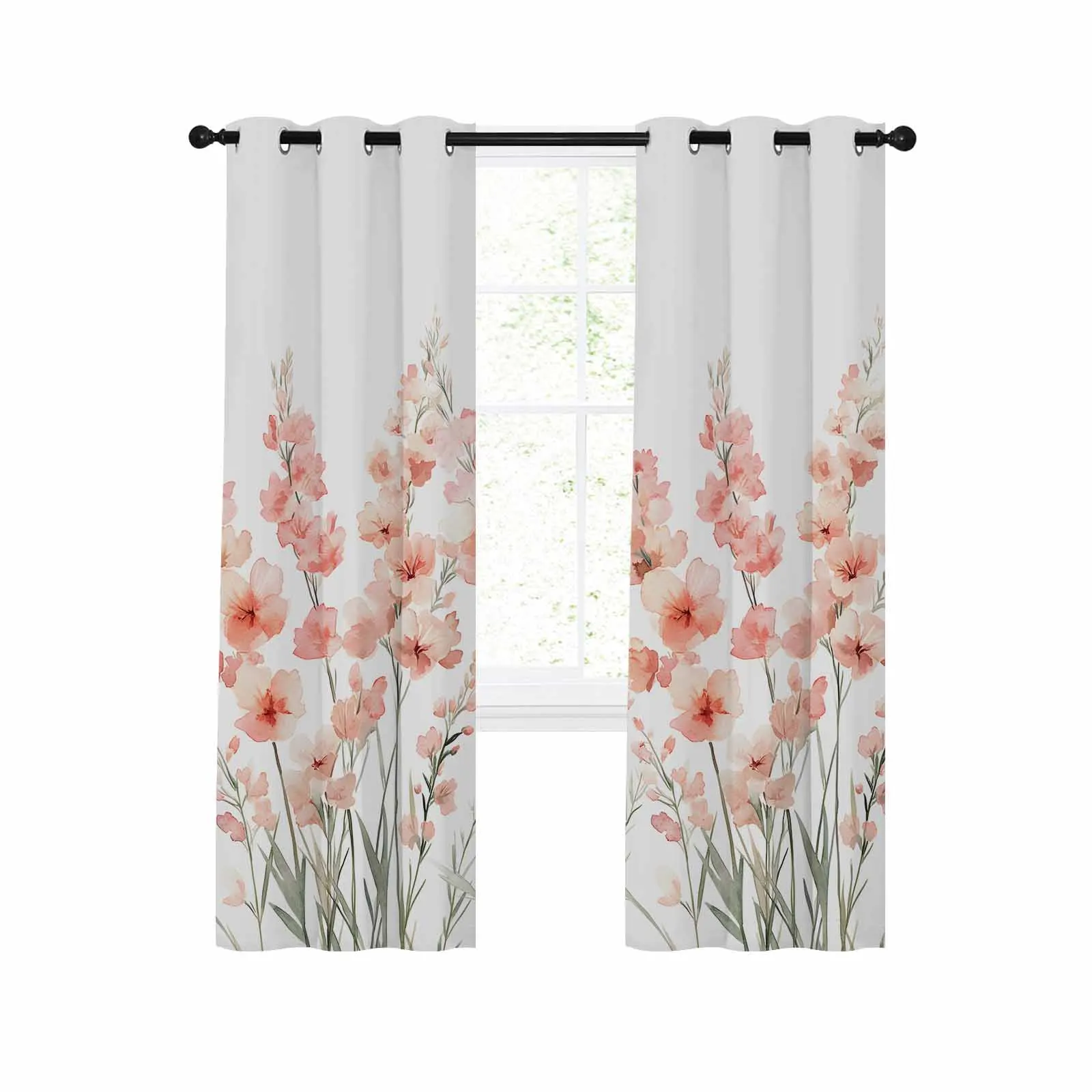 

Modernism Pink Flower Plant Curtains for Home Living Room Window Decoration Curtains In Home Kitchen Luxury Bedroom Drapes