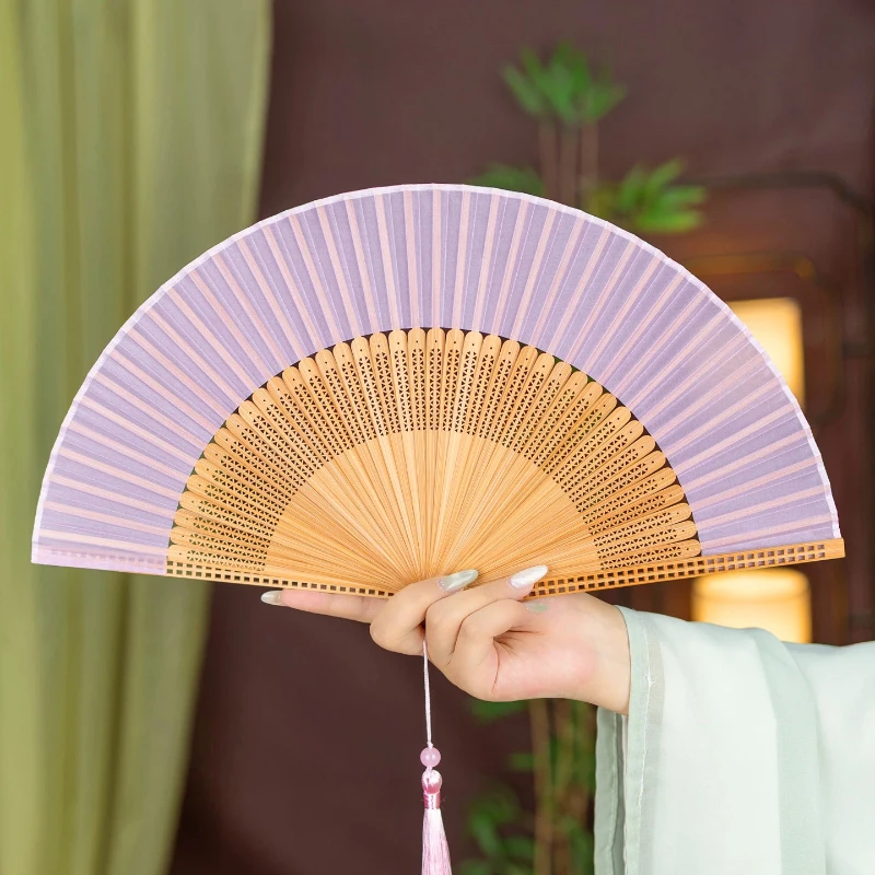 Folding Fan Easy Open Close Portable Summer Cooling Daily Fan for Women Chinese Hanfu Cheongsam Dance Stage Gift Photo Prop