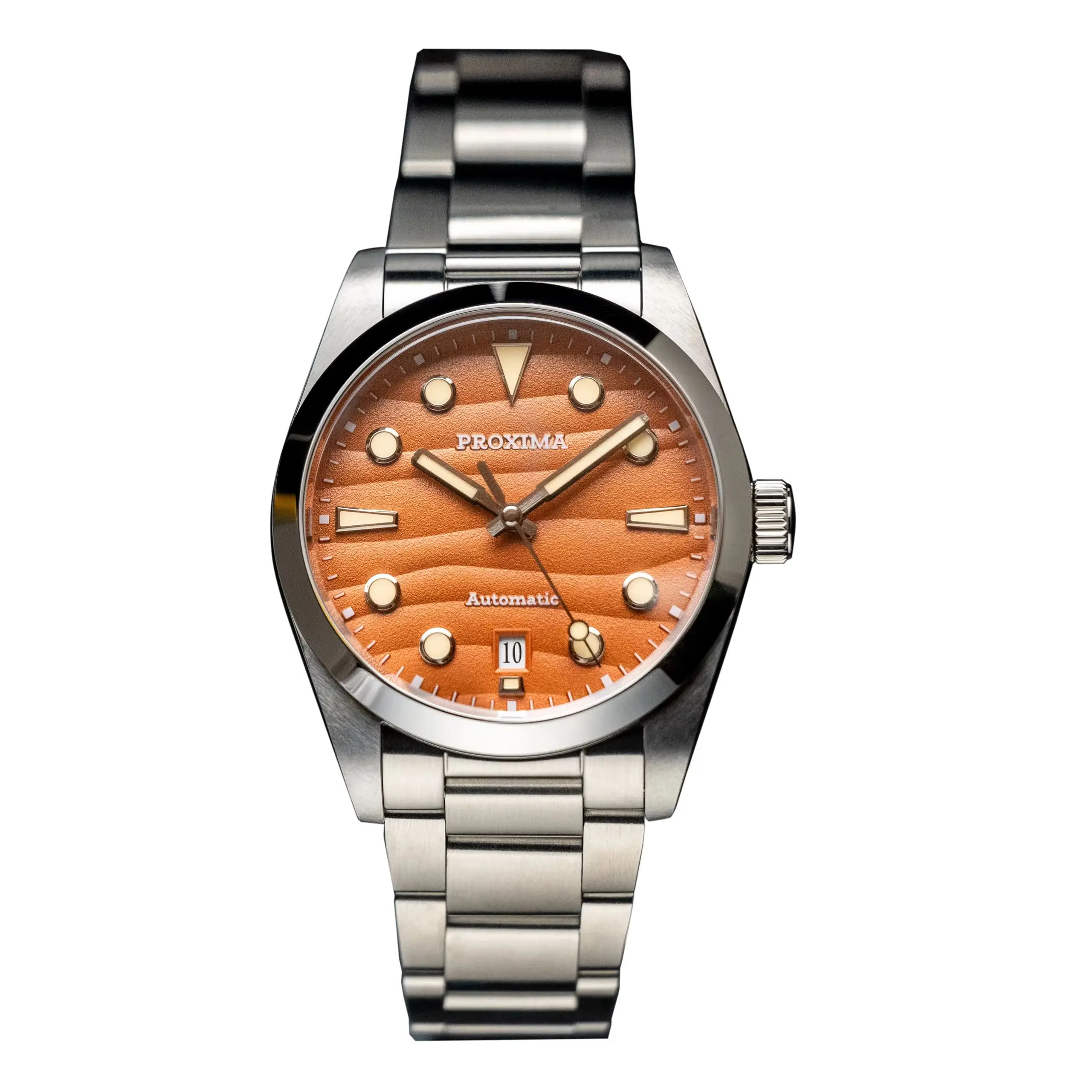 PROXIMA Men Automatic Watch 37mm Mechanical Wristwatch 20ATM Waterproof Luminous Sapphire PT5000 SW200 Desert Texture Dial