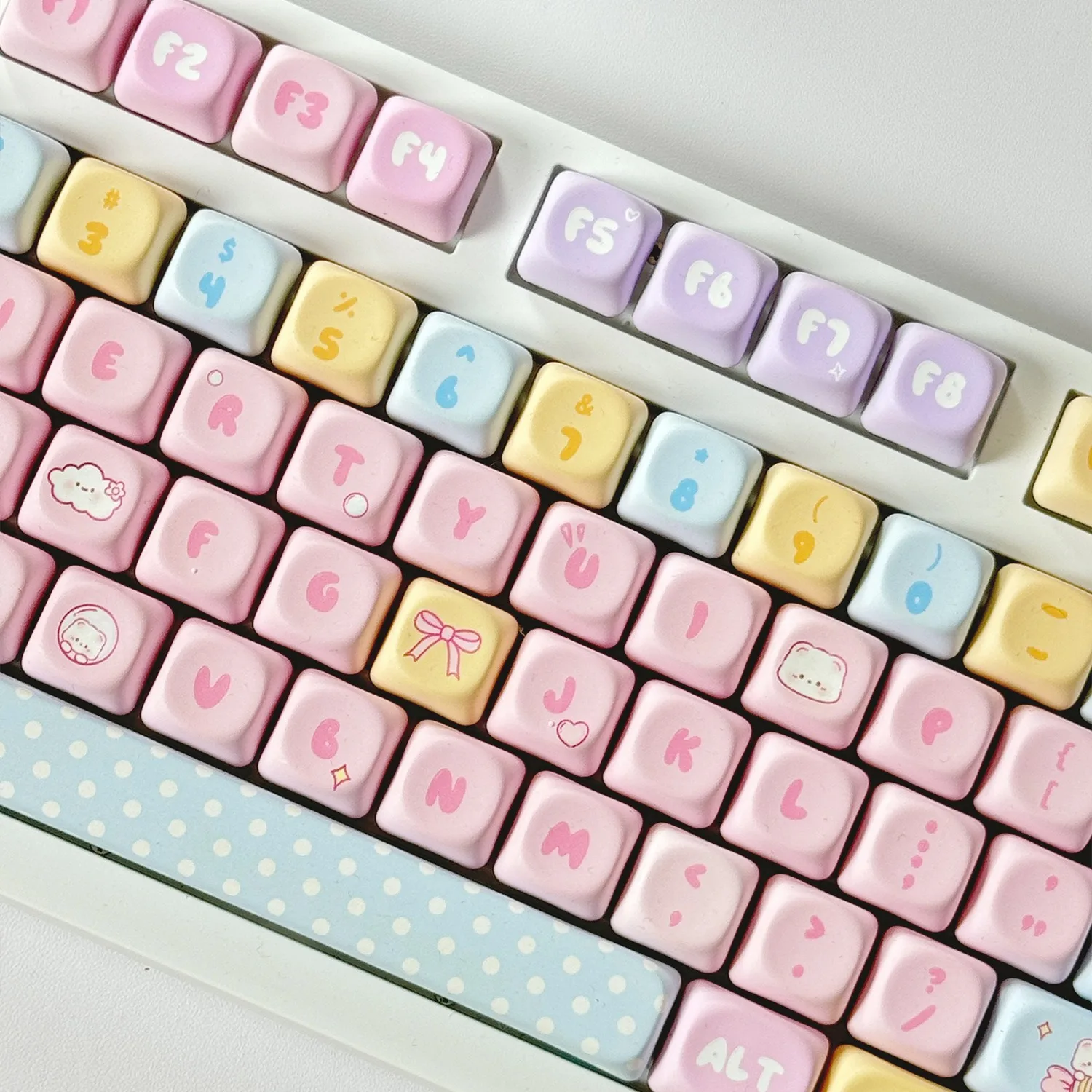 

131 Keys Cute Candy Bear MOA Profile Keycap Dye Sublimation PBT Keycaps For Mx Switch Mechanical keyboard Custom Key Caps GK61