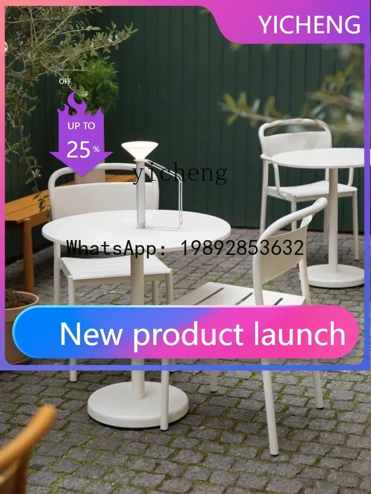b2 Aluminum Metal Outdoor Desk-Chair Combination Outdoor Milk Tea Courtyard Terrace Garden Villa