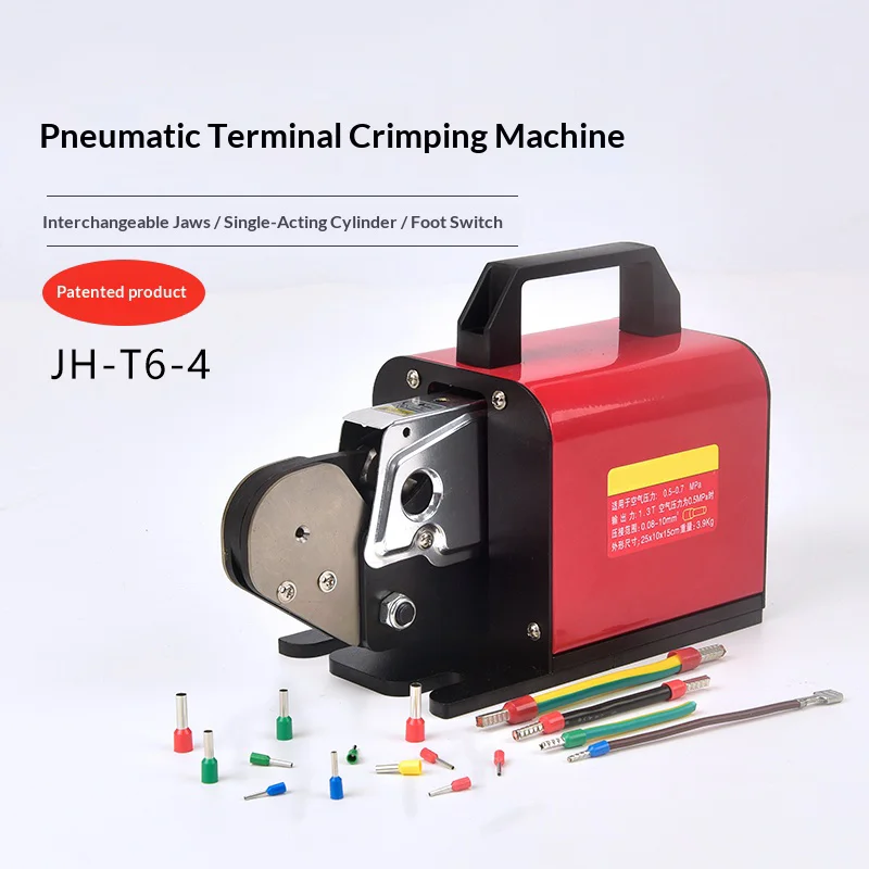 

JH-T6-4 1.3T Пневматические и электрические щипцы 0,3-0,8 МПа для трубчатых клемм 0,08-10 мм2, автоматическая проводка, промышленные кабели