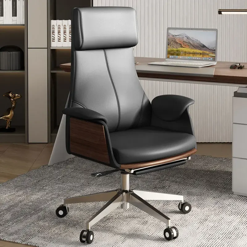 Manufactured Luxury Manager Black Office Furniture Guest Chair Leader PU Leather Rotating Executive Ergonomic Office Chair