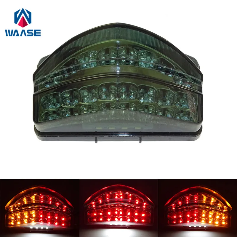 waase For Honda CBR600F4i CBR 600 F4i 2001 2002 2003 Chrome Rear Tail Light Brake Turn Signals Integrated LED Light