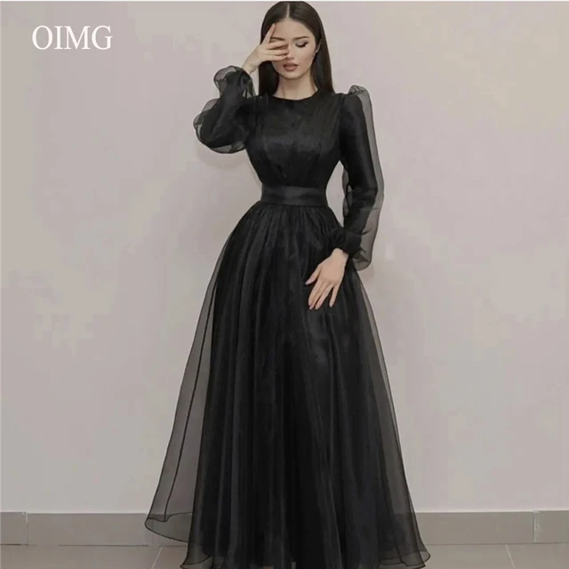 Long shops sleeve tulle gown