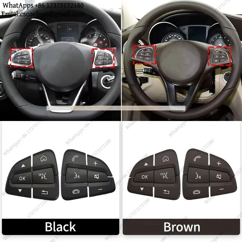 For Mercedes W205 W253 Car Steering Wheel Multifunction Control Buttons Cover For Benz C GLC Class C180 C200 C220 GLC260 GLC300