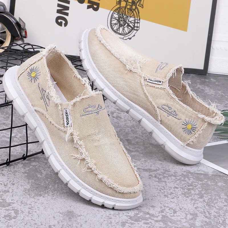 Men\'s shoes new summer fashion breathable canvas casual shoes soft soled anti slip driving shoes Loafers shoes