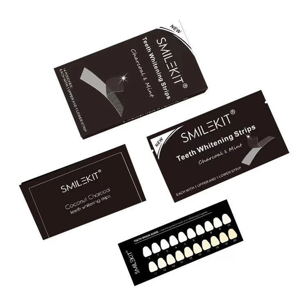 7 Pairs Bamboo Charcoal Whitening Teeth Strips Mint Scented Teeth Cleaning Teeth Whitening Oral Care for Adult Enamel White Tool