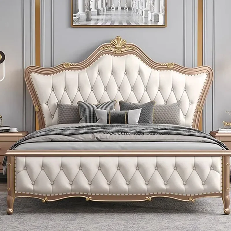 King Bedroom Double Bed Frame European Queen Home Bed Frame Twin High End Bedding Base De Cama Matrimonial Bedroom Furniture