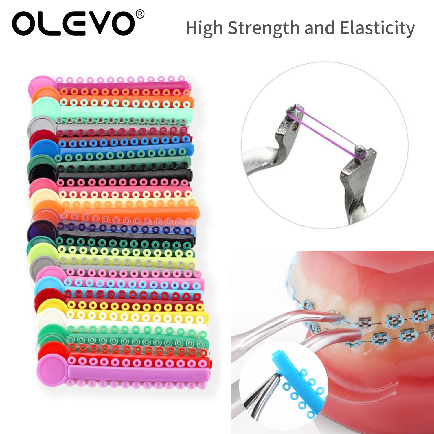 1040PCS/40Sticks Dental Orthodontic Elastic Ligature Ties for Brackets Braces Colourful Ligating Modules Ortho Treatment Tools