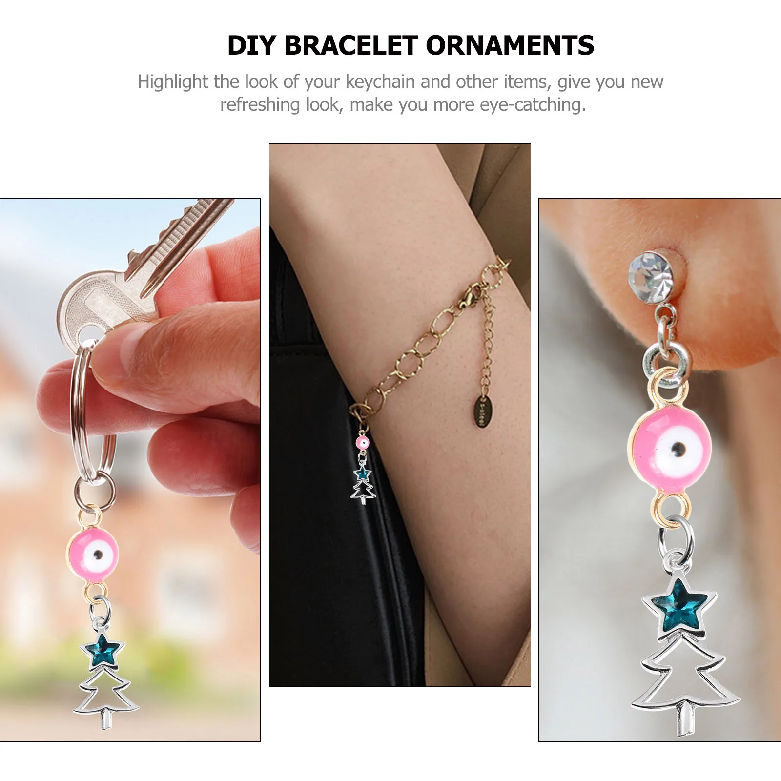 

100 Pcs Evil Eye Pendant Jewelry Charm Necklace Ornaments Charms for Making Alloy and Acrylic Bracelets