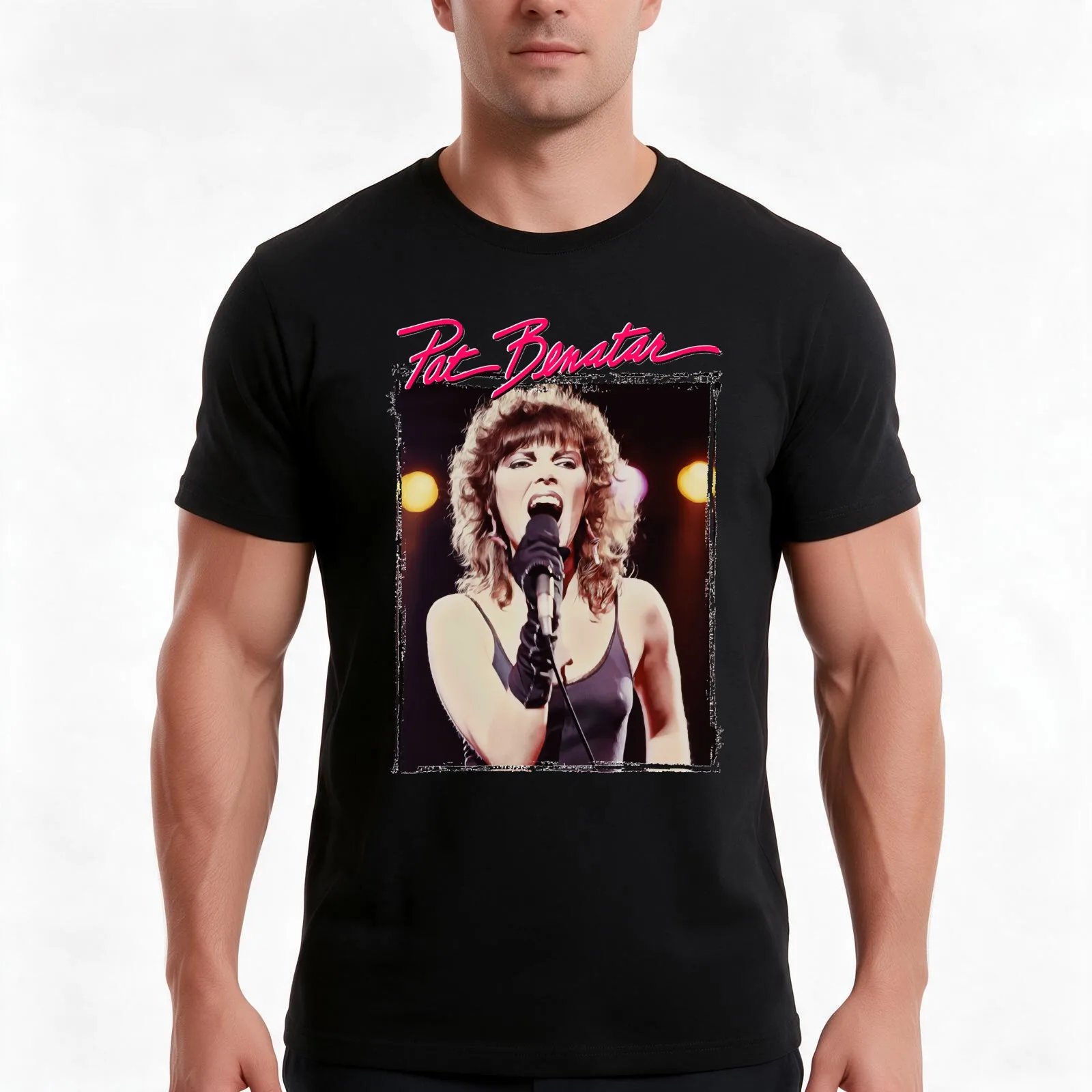 Pat Benatar T-Shirt, Summer Casual Cotton Tee, Oversized Streetwear Tops, Vintage Graphic Print, Loose Fit Short Sleeve