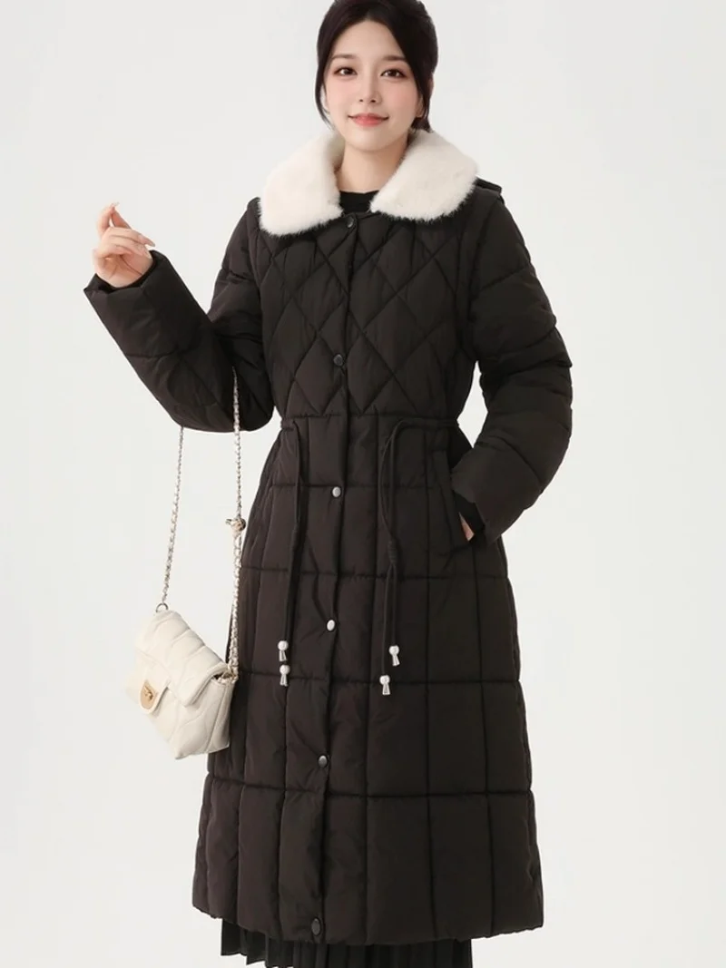 Parka abrigo mujer invierno largo algodón Casual con capucha, mangas desmontables chaleco medio a largo, prendas de vestir exteriores ajustadas de moda w1810