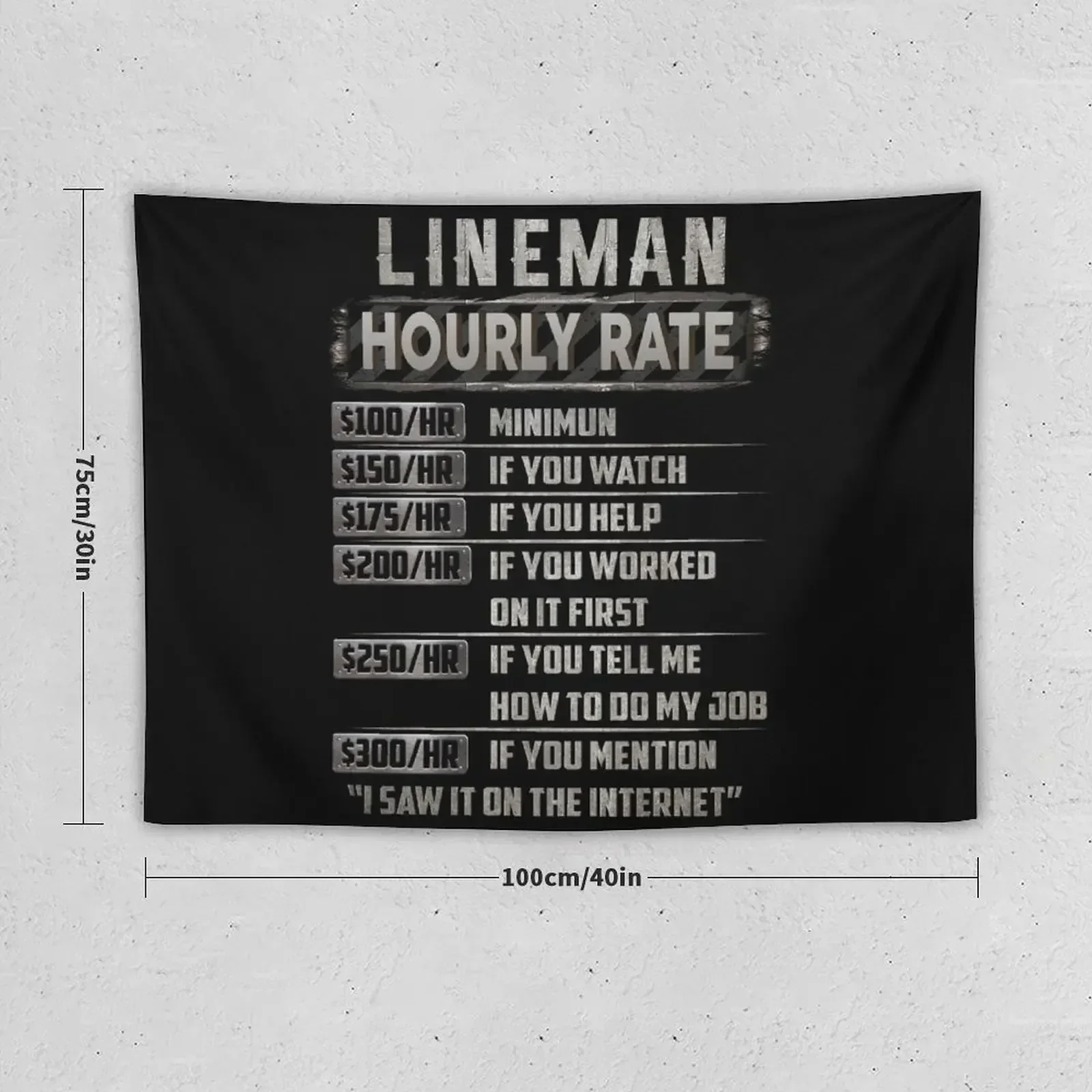 Lineman hourly rate Tapestry Decorative Wall Room Decoration Aesthetic Room Decorating Aesthetic Wall Hanging Wall Tapestry