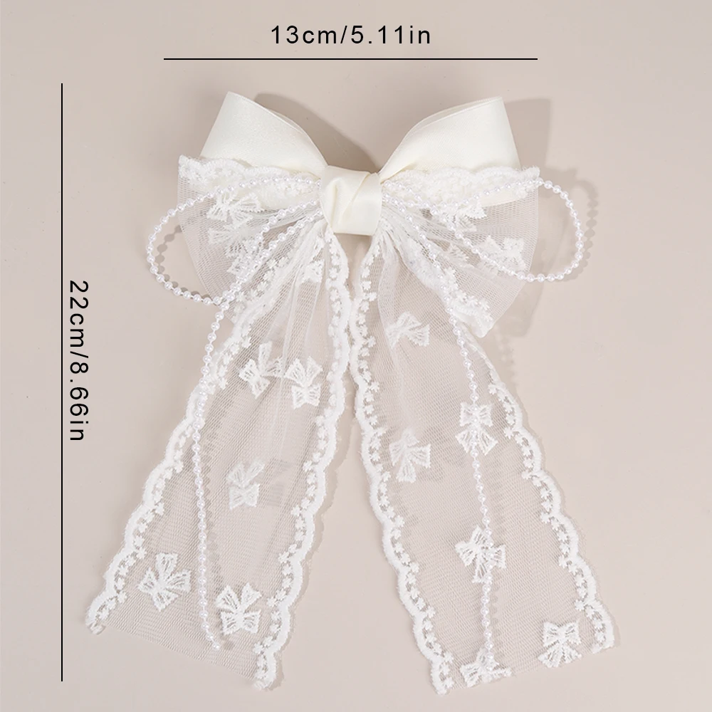 تول القوس مشبك شعر الحلو شبكة الشيفون المرقعة Bowknot دبوس الشعر أنيقة حبات اللؤلؤ مشبك الفتيات النساء غطاء الرأس اكسسوارات #3