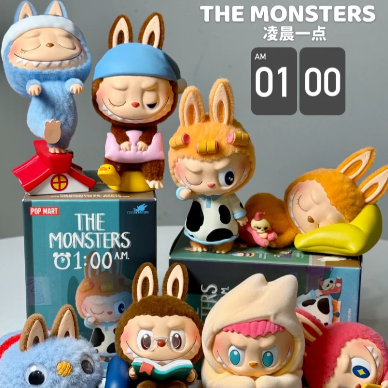 NUEVO POP MART LABUBU LOS MONSTERS 1:00 A.M. Caja misteriosa de la serie, figura de Anime Kawaii, muñeca, juguete de moda, decoración de escritorio, modelo regalo