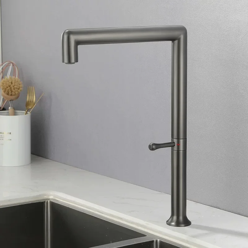 

304 Stainless Steel Lead-free Kitchen Faucet Can Be Rotated Gun Gray Sink Faucet Hot and Cold Mixer Tap Kitchen Crane