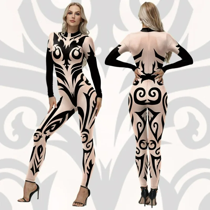 Queen Jumpsuit Tv Show Cosplay Costume Owl Pattern Halloween Costume For Women Festival Catsuit Adult Bodysuit Party Zentai Suit