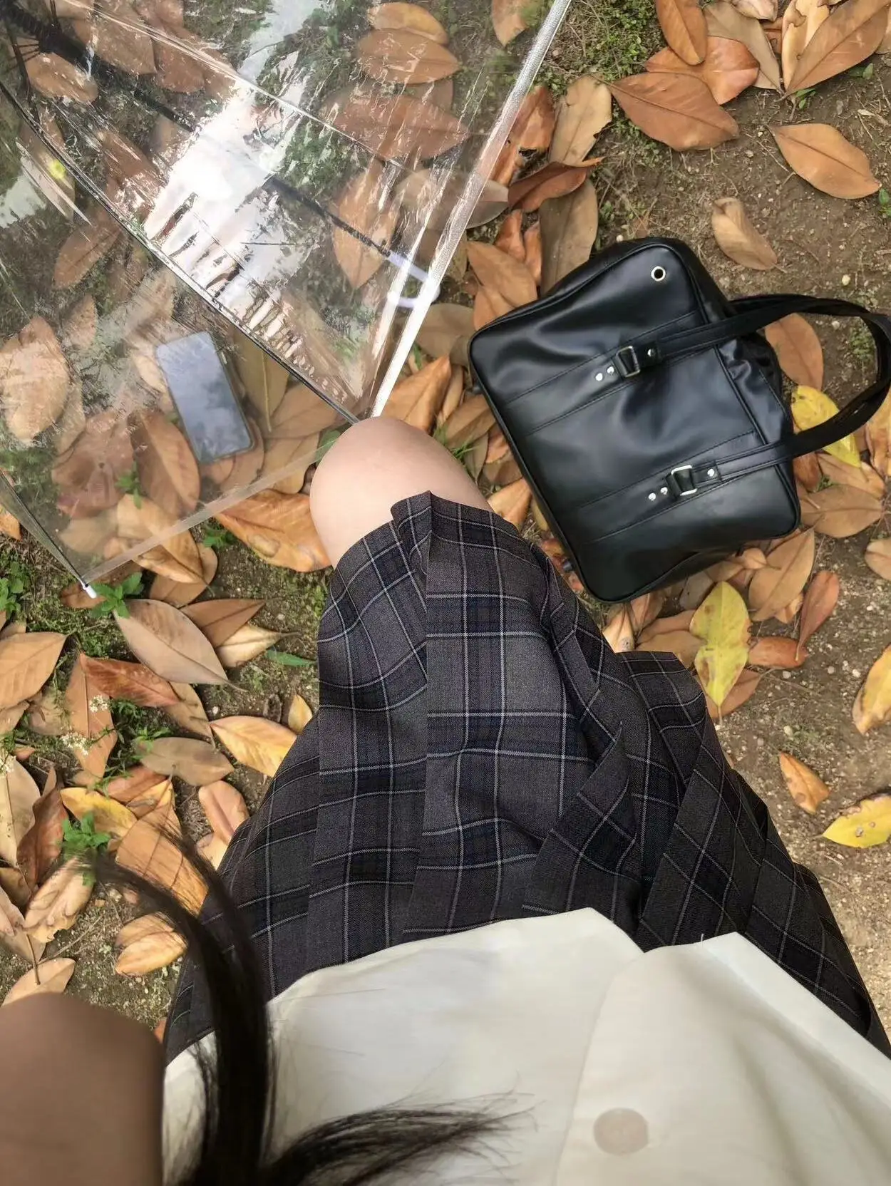 

Женская юбка-трапеция с высокой талией в клетку TRJK, цветная, в стиле колледж, цвет соленой сливы, средней длины