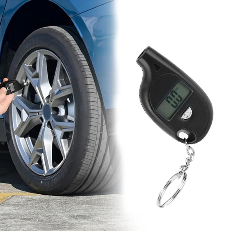 

Mini Keychain Style Tire Gauge Digital Lcd Display Car Tire Air Pressure Tester Meter Auto Car Motorcycle Tire Safety Alarm