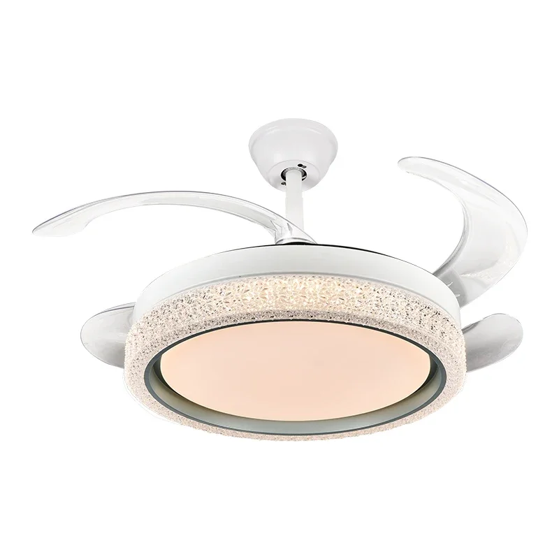 Modern Nordic Design LED Ceiling Fan Light Retractable Blades With Intelligent Silent Remote Control Energy-Saving for Bathroom