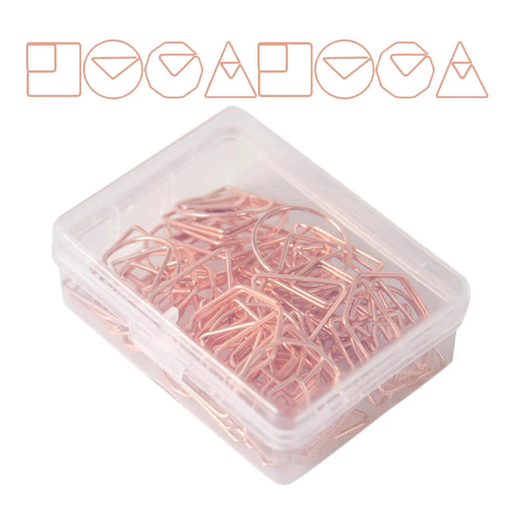 

60pcs Electroplated Curved Paper Clips Mini Office Supplies File Clip Practical Desk Accessories Rose Gold Mixed Pack
