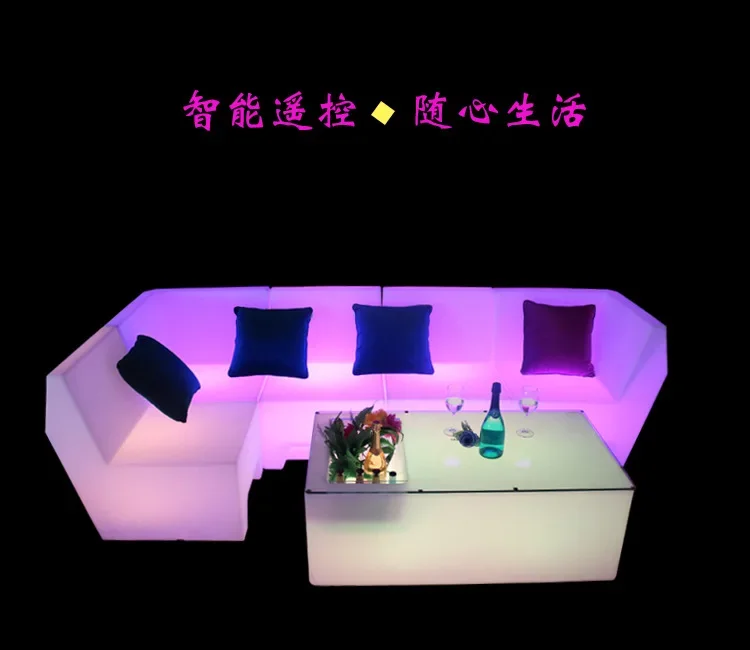 LED licht sofa salontafel combinatie bar club KTV kamer kaart zetel tafel en stoel creatieve persoonlijkheid meubels teller stoel