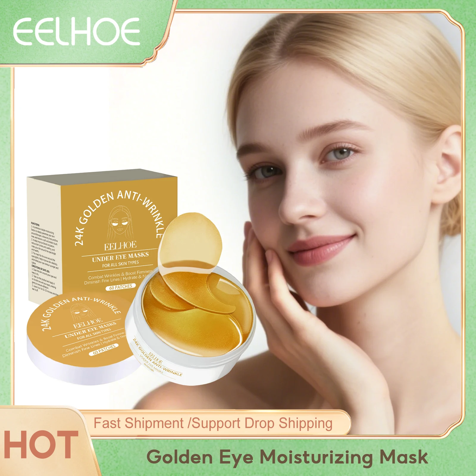 

Eelhoe Golden Eye Moisturizing Mask Removing Darkening Relieve Dry Fatigue Fade Fine Lines Soothing Red Puffiness Eye Care Masks