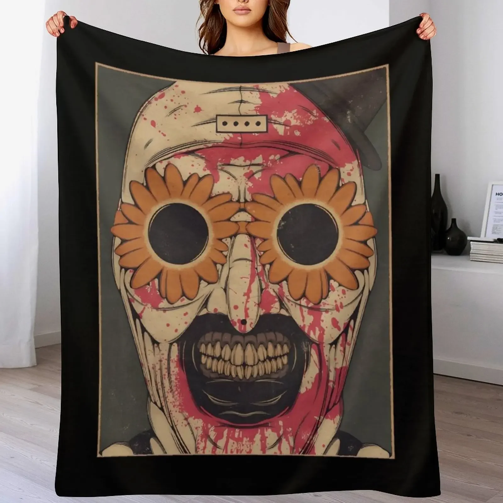 

Terrifier Throw Blanket Shaggy Furry Soft Blanket for Bedroom Living Room