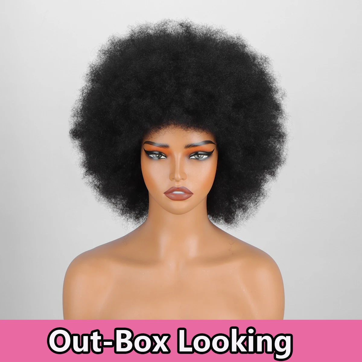 

220% Afro Fluffy Curly Human Hair Wigs One Wig Two Stlyes Wear and Go Glueless Wig Puffy Bouncy Wig Bouncy Wet and Dry Styling