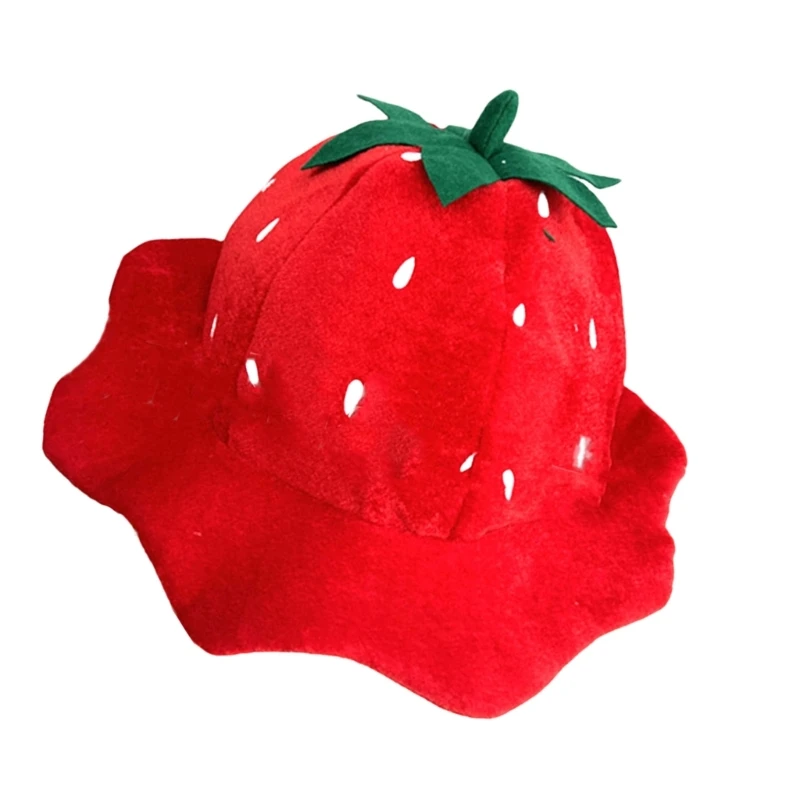 

Strawberry Costume Accessories Plush Hat Headgear Photo Props Halloween Dropship