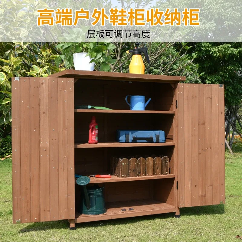 wooden tools sundries storage cabinet garden balcony waterproof pastoral wind sun protection courtyard