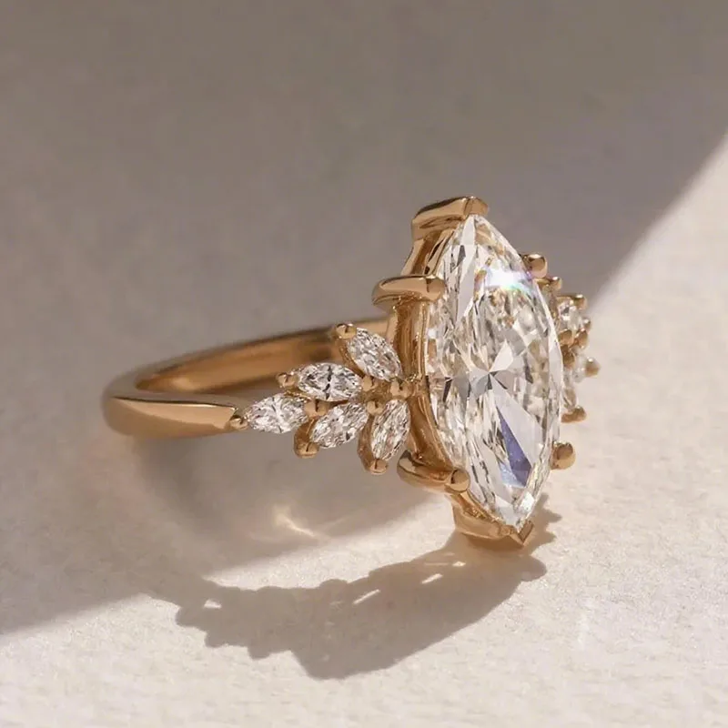 5ct Marquise DEF / VS VVS Lab Grown Diamond IGI Certified Ring 14K 10K Gold for Her Anniversary Ring Unique Bridal Ring