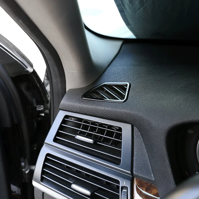 For 2008-2013 BMW X5 X6 E70 E71 ABS Carbon Fiber Car Dashboard Side Air Outlet Decorative Frame Sticker Car Interior Accessories 5