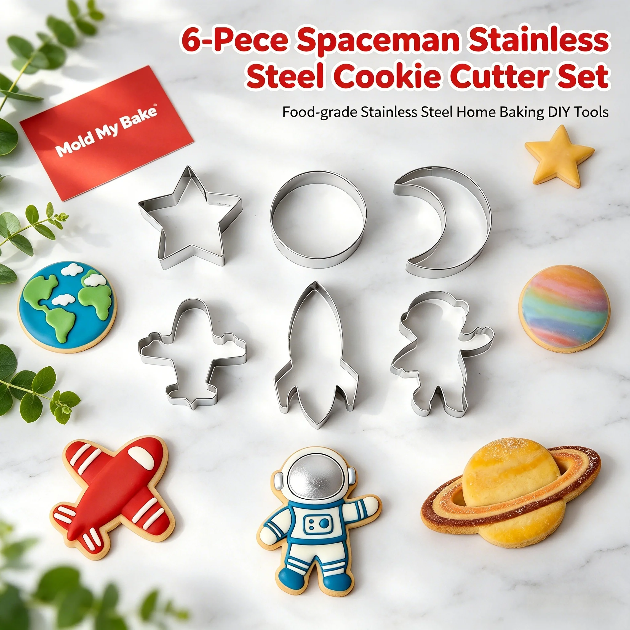 Cookie Cutter Set 6PCS Space Astronaut Cartoon Fun Style Foo