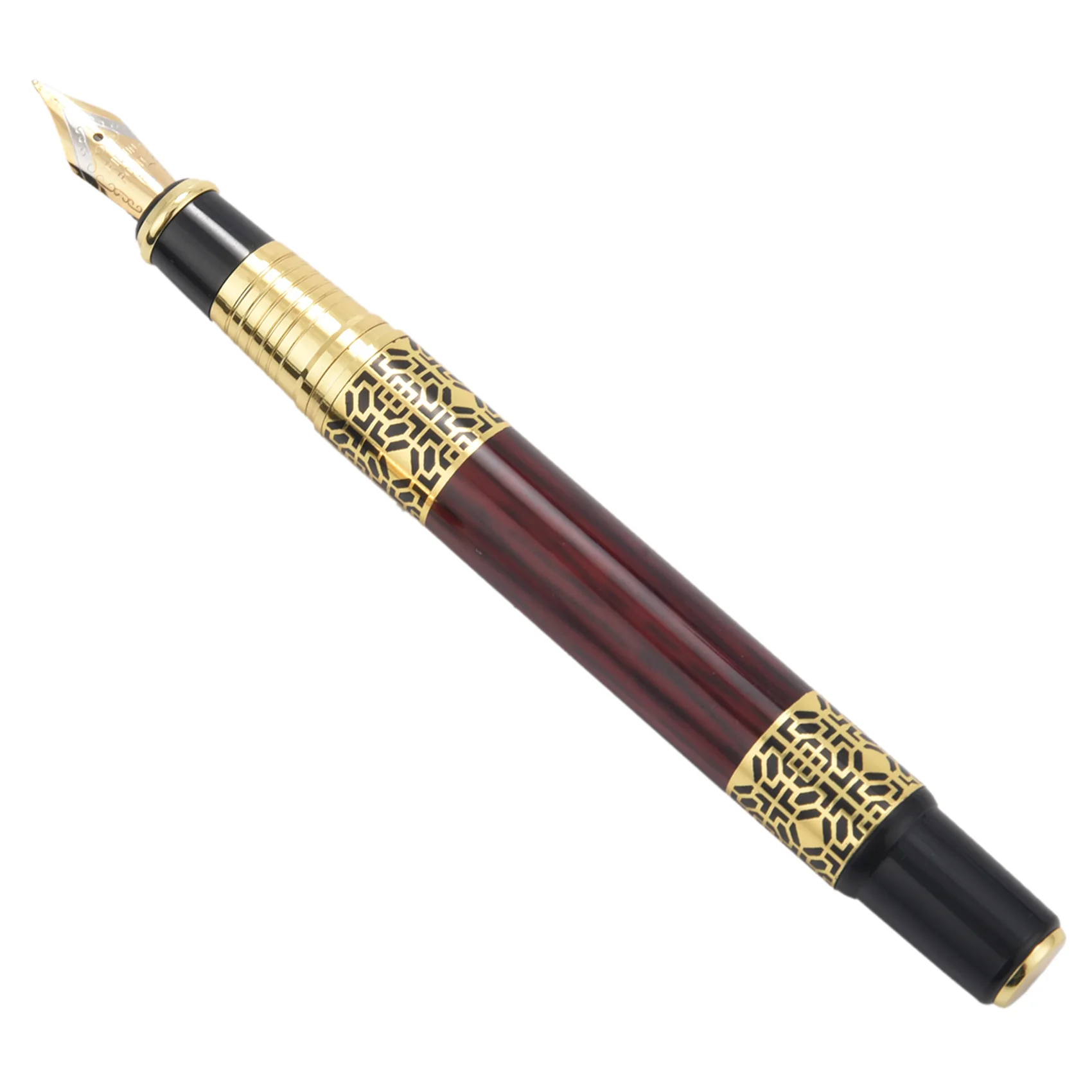 Chinese Classical Fountain Pen Golden Metal Wood Signature Pen For Office Business Signature School Student Gift-Y18A