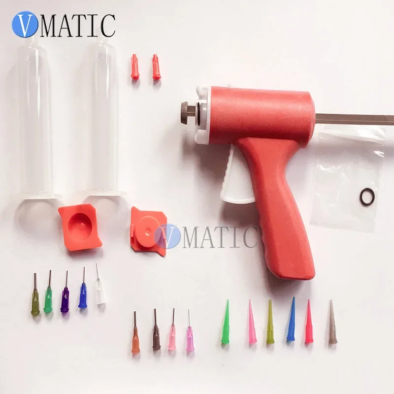 Free Shipping 10ml Manually Single Liquid Dispensing Glue Gun With 10cc Syringe Set + Needles