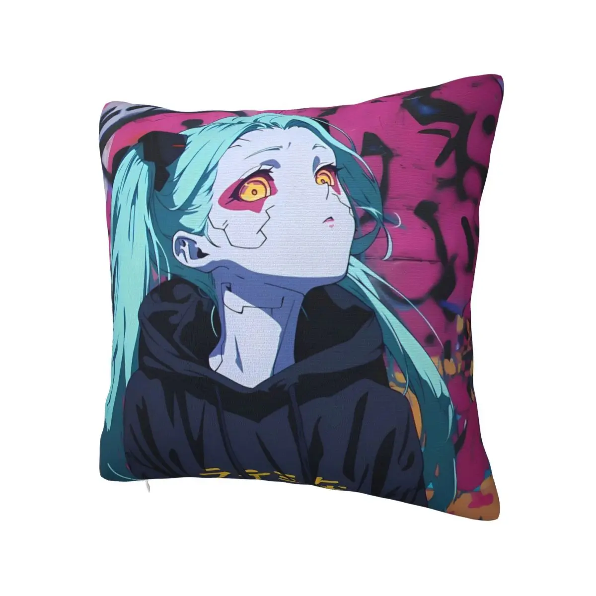 Cyberpunk Edgerunners Rebecca Anime Pillowcase Printing Polyester Cushion Cover Decorative Pillow Case Cover Home Zipper 45*45cm