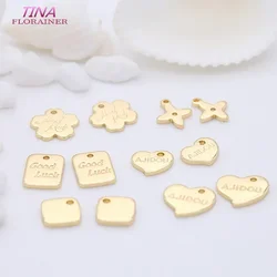 14k Gold Color Plated Brass Metal Small Flower Heart Pendants Charms For Jewelry Making DIY Earrings Necklace Bracelet Component