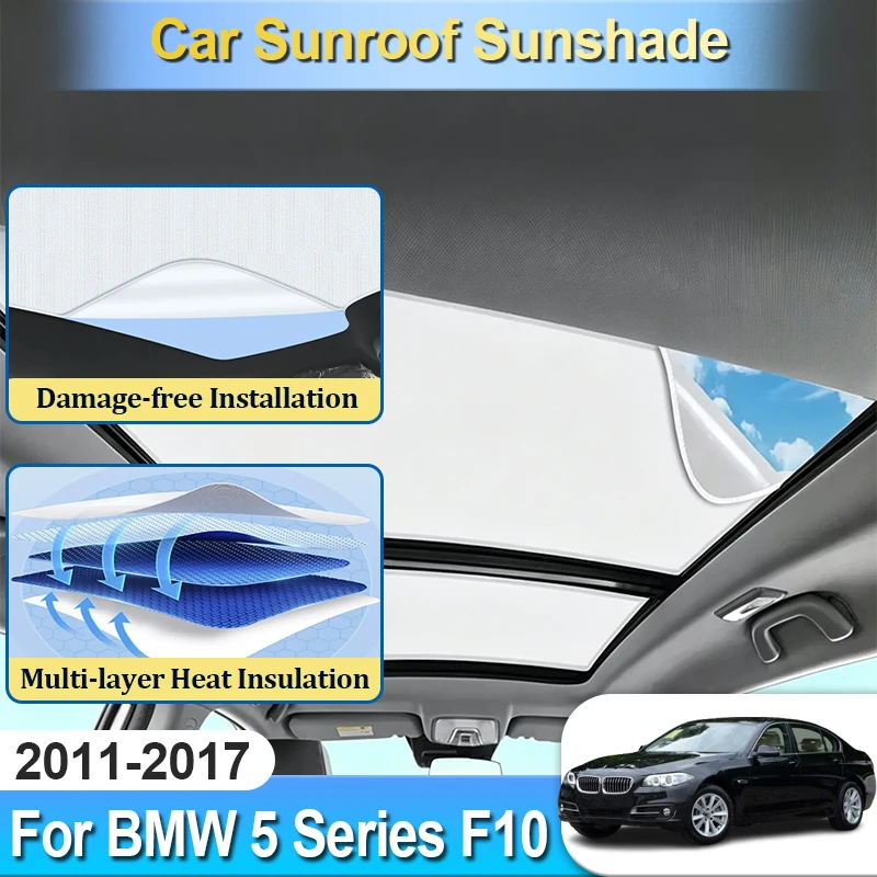 

For BMW 5 Series F10 Sedan 2011~2017 2014 Car Sun Roof Sunshade Accessories Electrostatic Adsorption Sun Shade Visor Cover Parts