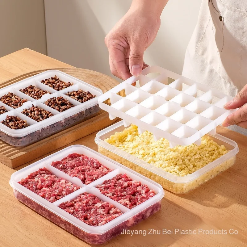 Detachable Compartmentalized Food Storage Container For Refrigerators, Perfect For Portioning Frozen Meat And Minced Garlic,