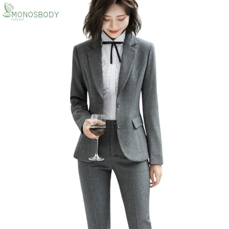 

Office Lady 2 Piece Set Elegant Trousers Blazer Pant Suits For Women Business Work Wear Uniforms Style Fashion Outfits 2023 New