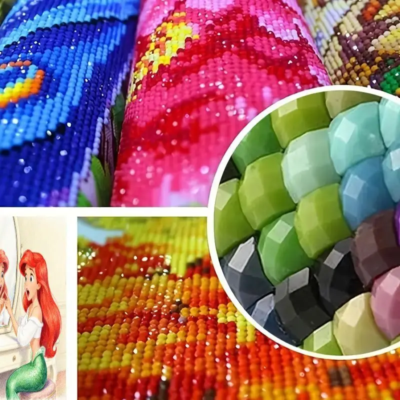 1 قطعة ديزني الأميرة ارييل حورية البحر الصغيرة 5D الحفر الكامل الماس طقم الطلاء ، DIY كريستال حجر الراين الفن ، لطيف الكرتون ارييل