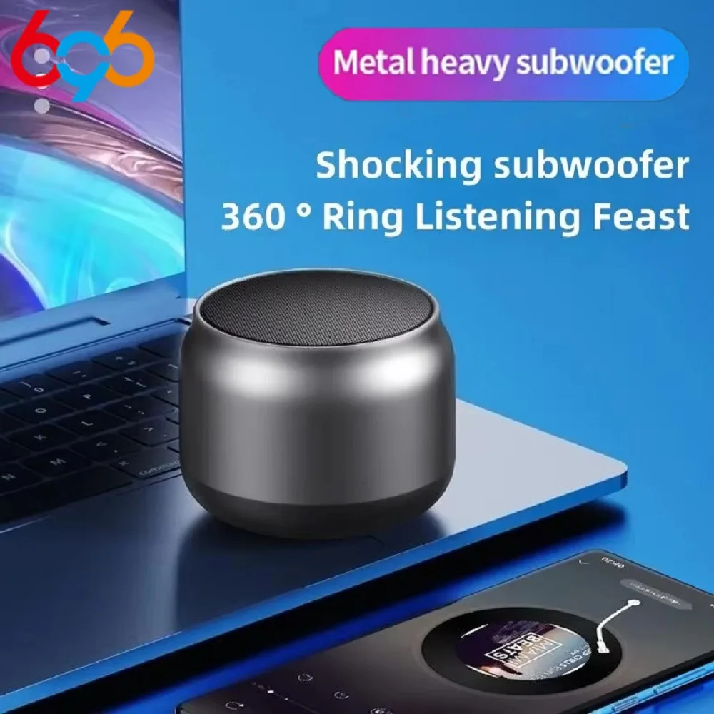 2025 Creative 360° Hifi Stereo Metal Wireless Subwoofer Wireless Bluetooth Speaker Music Player Mini Speakers Portable Outdoor