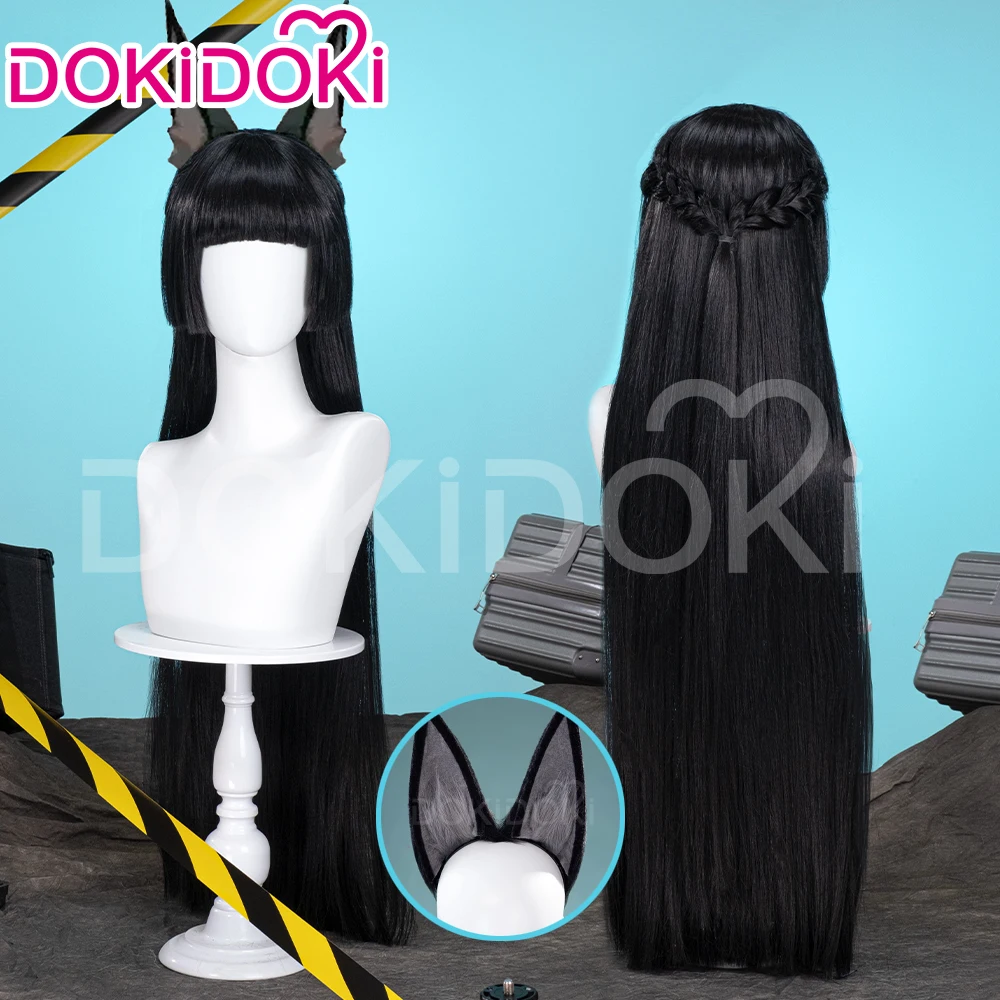 IN STOCK Hoshimi Miyabi Wig Game Zenless Zone Zero DokiDoki Women Black Long Wig Heat Resistant Hoshimi Miyabi Cosplay Ears