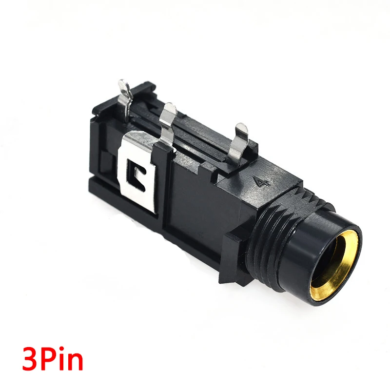 【5PCS】6.35mm microphone socket 6.5mm power amplifier socket partial 3Pin 4Pin 6.35 audio interface 4P stereo dual channel Jack