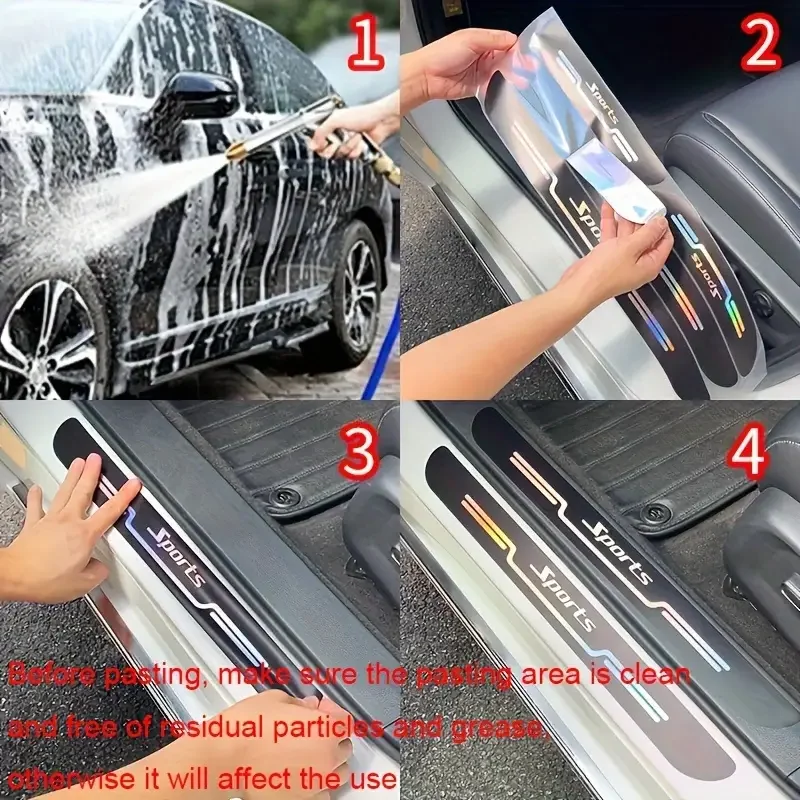 4PCS Automobile Sticker, Automobile Scratch-Proof Doorsill Protection Strip, Bumper Sticker For Automobile External Accessories.