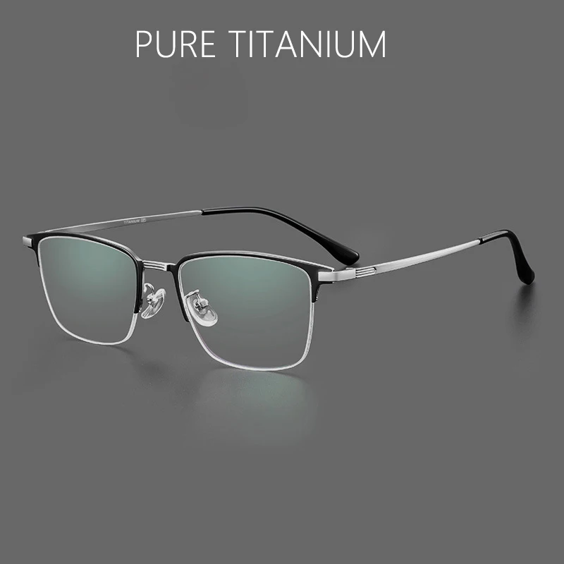 

Ultra Titanium Half Frame Glasses Fashion Retro Business Eyewear Myopia Hyperopia Customized Optical Prescription Glasses Man